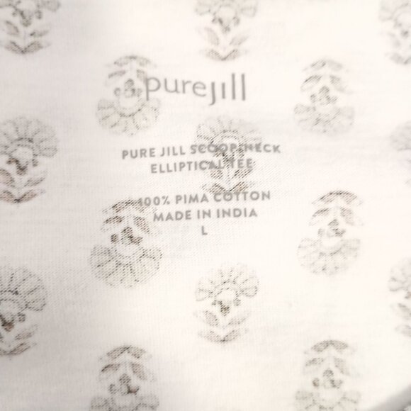 Pure Jill Black Scoop Neck Elliptical Tee Pima Cotton Top Women’s Size L - Picture 5 of 7